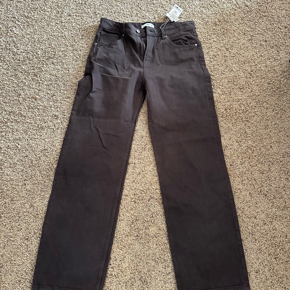 Mango Women's Brown High-Waist Pants